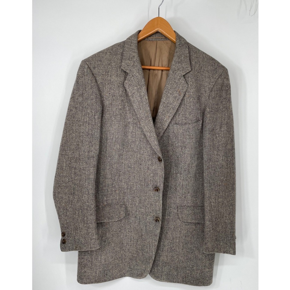 Vintage Magee Irish Handwoven Donegal Tweed Blazer 41L Wool Herringbone Coat